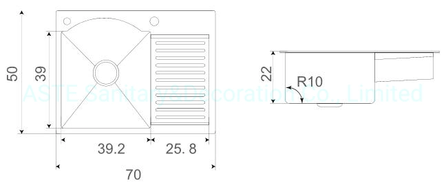 Cabinet Accessories Countertop High Grade 70× 50 Cm Handmade Single Bowl Stainless Steel Laundry Sink Hlys7050 Cabinet Accessories Countertop