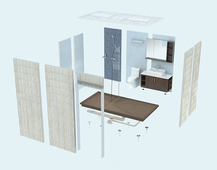 Custom made prefab modular bathroom pod with toilet shower cabin for hotels