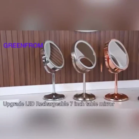 7′′ HD dupla face decoração de casa iluminação LED mesa de maquiagem espelho cosmético